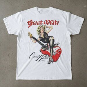 Great White “Once Bitten” Graphic Tee – Vintage Rock Band Shirt